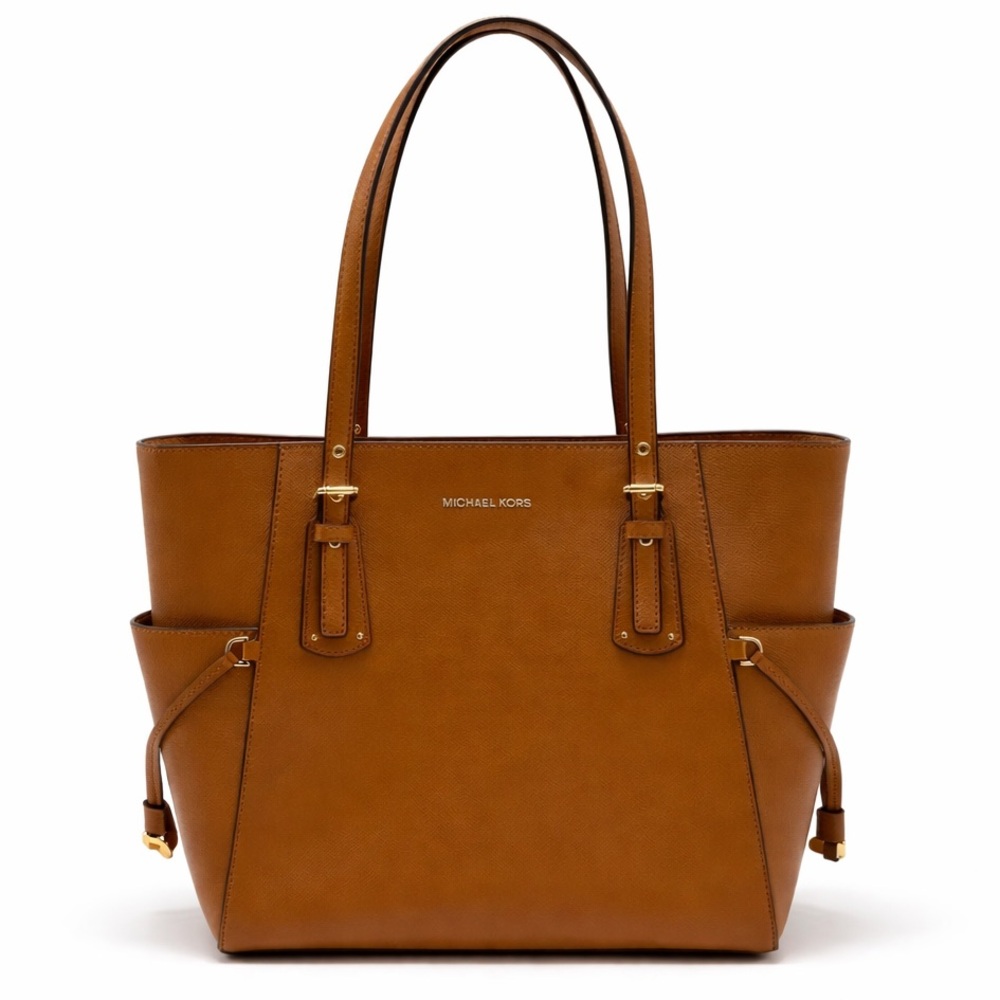 Michael Kors Saffiano Tote Brown Cognac Shoulder Bag MK Classic Purse